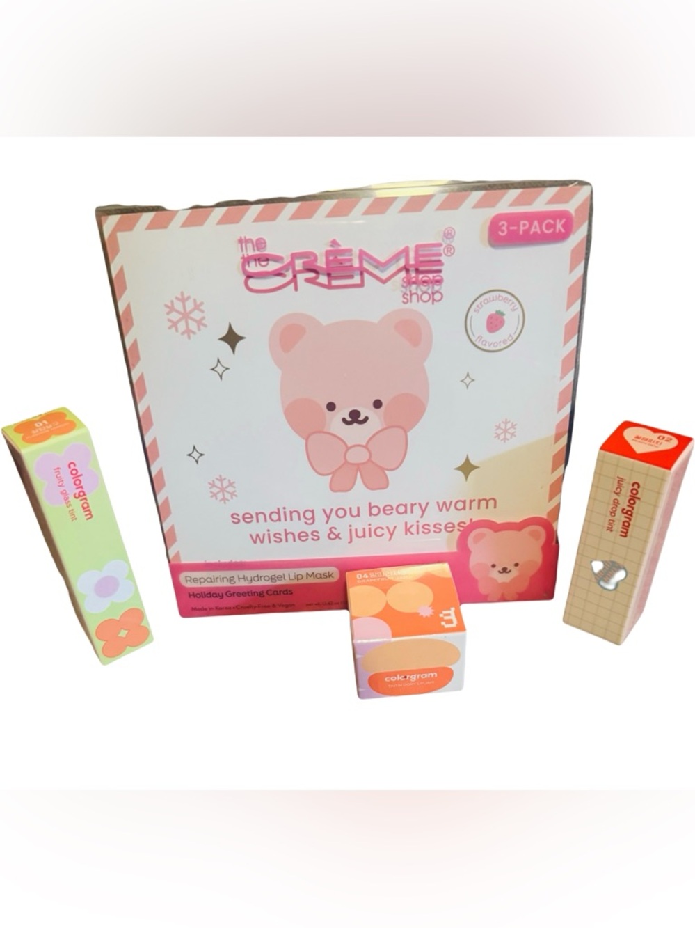 Colorgram 3 piece Lip Tint with the Creme Shop 3 pack Lip Mask Bundle